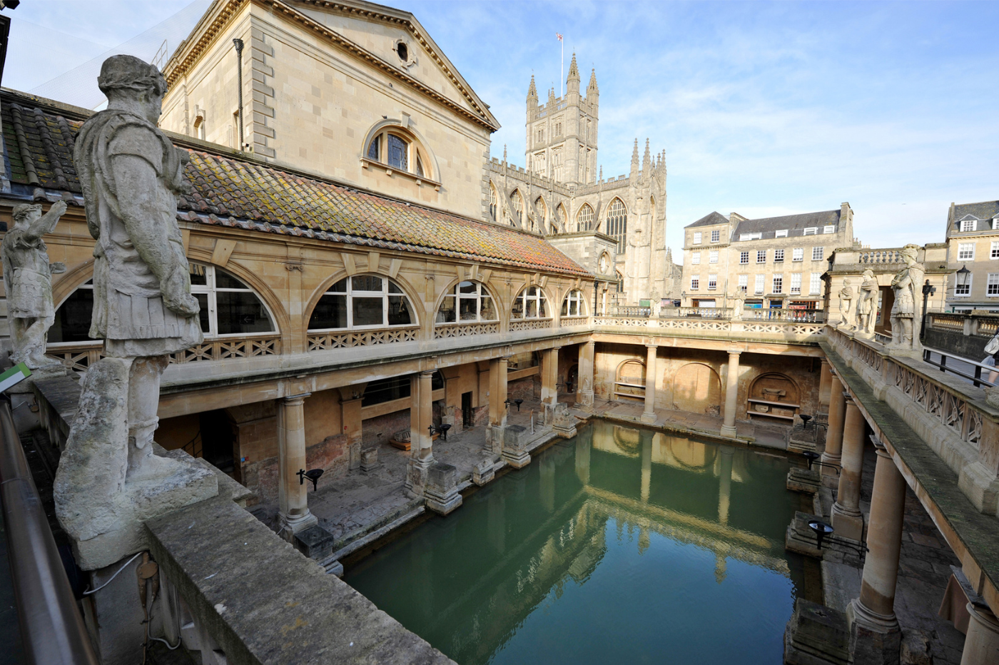Roman Baths with Bath Abbey in the background